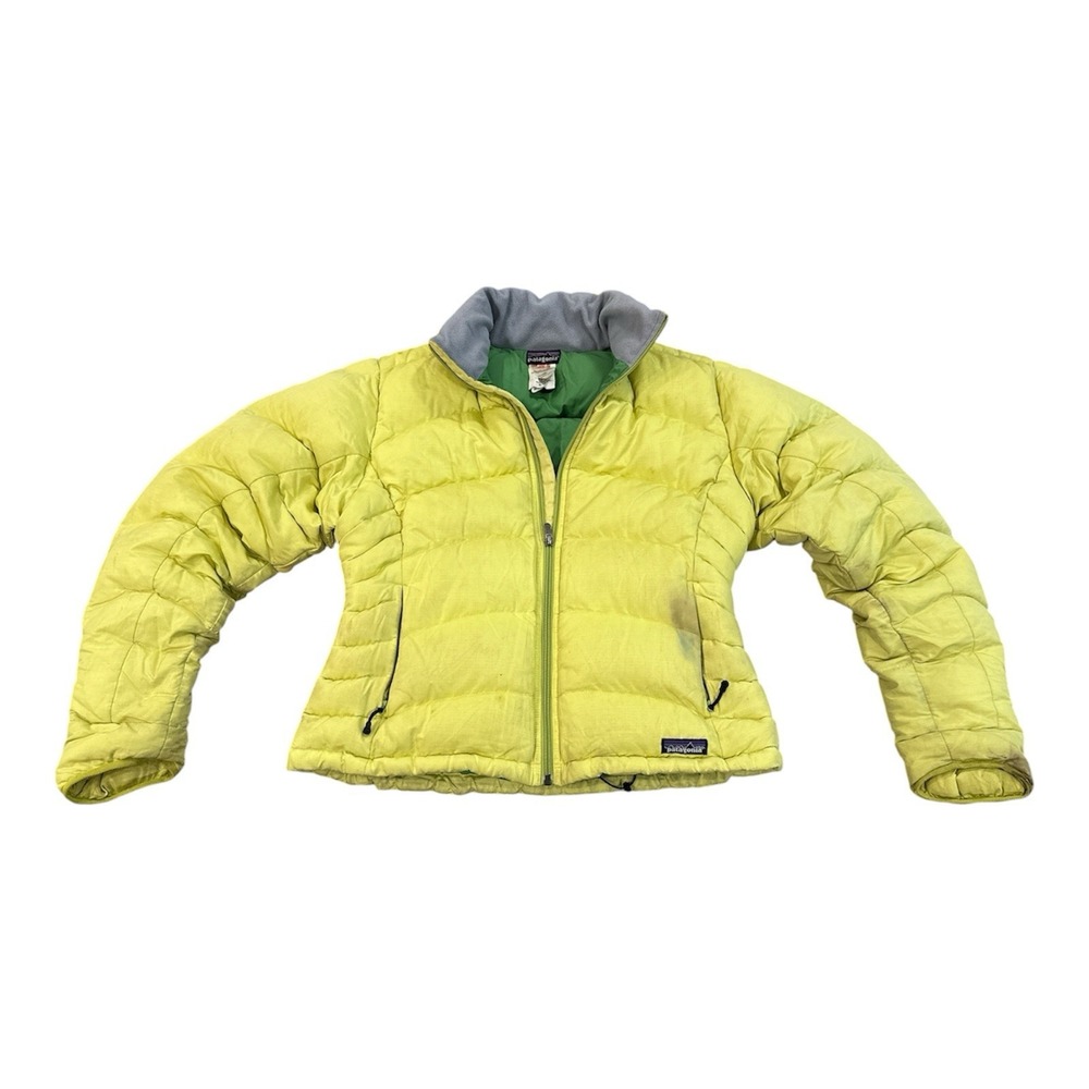 Patagonia Jacket Women Size M Green Zip Outdoor Puffer Hike Basic Logo Coat